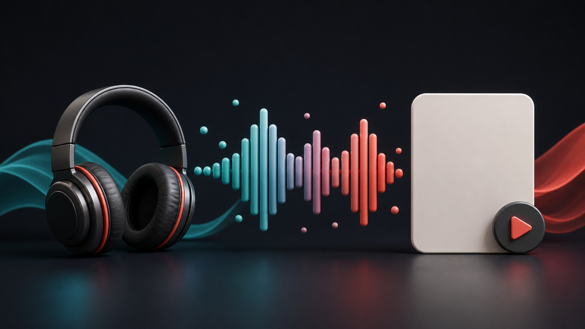 TikTok video to audio waveform conversion illustration